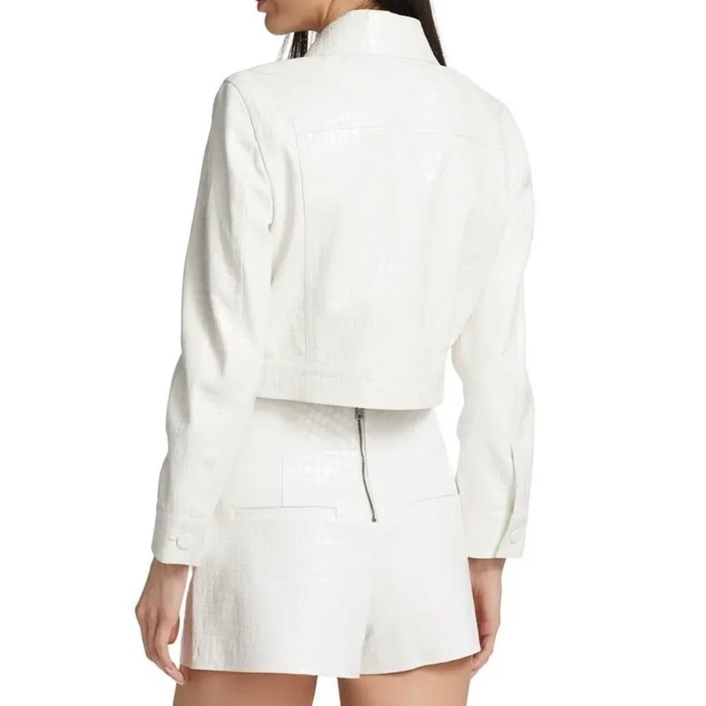 NWT Alice + Olivia Chloe Croc Embossed Vegan Leather Cropped Jacket, XL - Picture 5 of 16